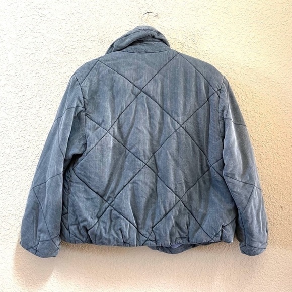 Anthropologie Jacket Brodie Quilted Puffer Chambray Cropped Casual Boho Blue M - Picture 3 of 12
